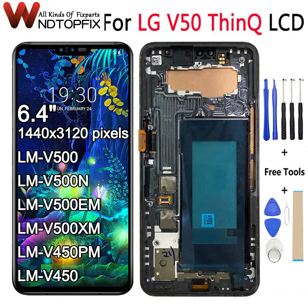 

6.5" Tested For LG V50 ThinQ LCD Display Touch Screen Digitizer Assembly With Frame Replacement For LG V50 LCD LM-V500 Screen