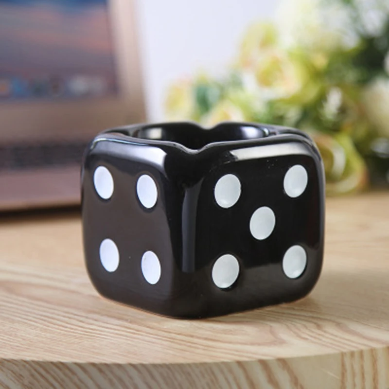 Creative Ceramic Cigarette Ashtray Dice Shaped Ash Tray Desk Accessories for Home Office Weed Smoker Gift 1PC, cigarettes ashtray,ceramic ashtray