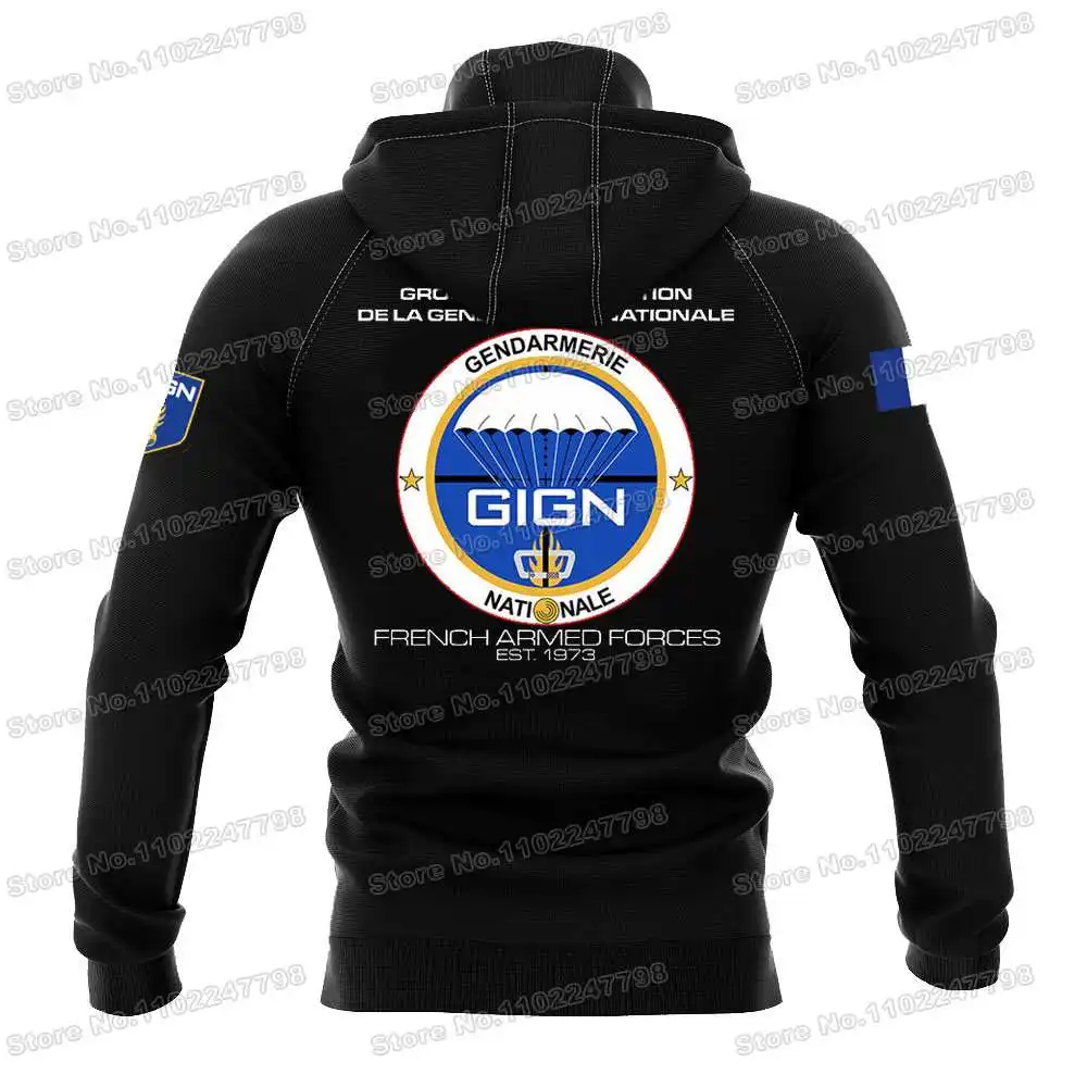 2023 프랑스 국립 Gendarmerie 개입 그룹 후드 프랑스 GIGN 운동복 남성 Tracksuit streetwear 겨울 캐주얼 코트