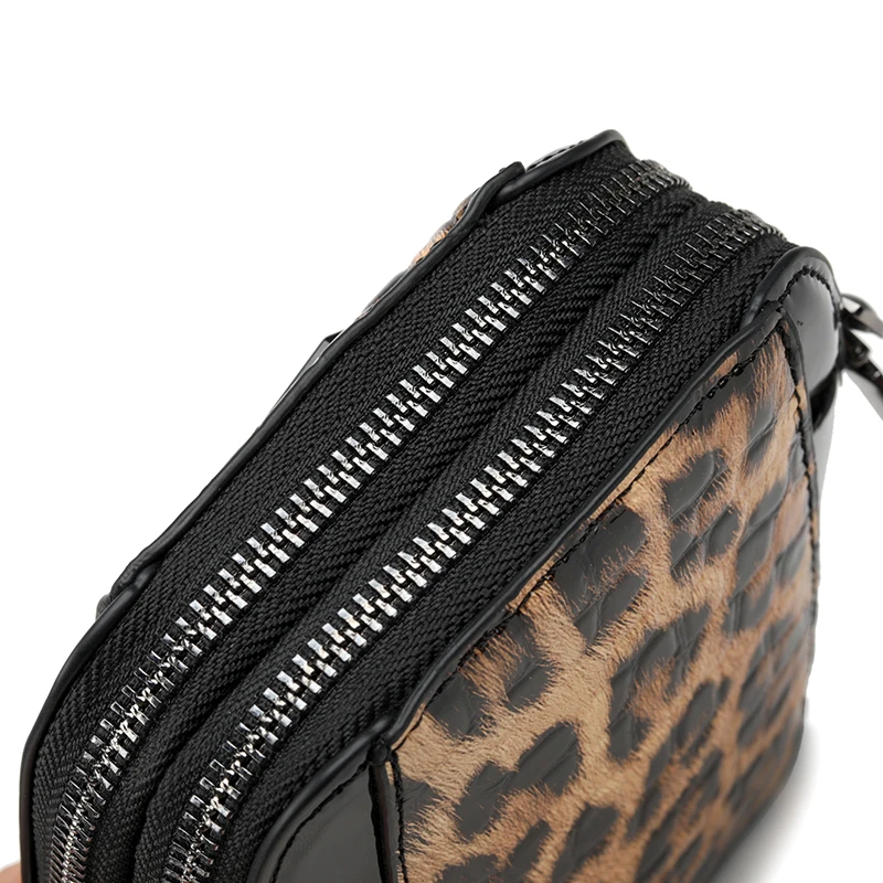 Trendy Leopard and Crocodile Pattern Patchwork Handbag Women&rsquo;s Mini Shoulder Crossbody Bag