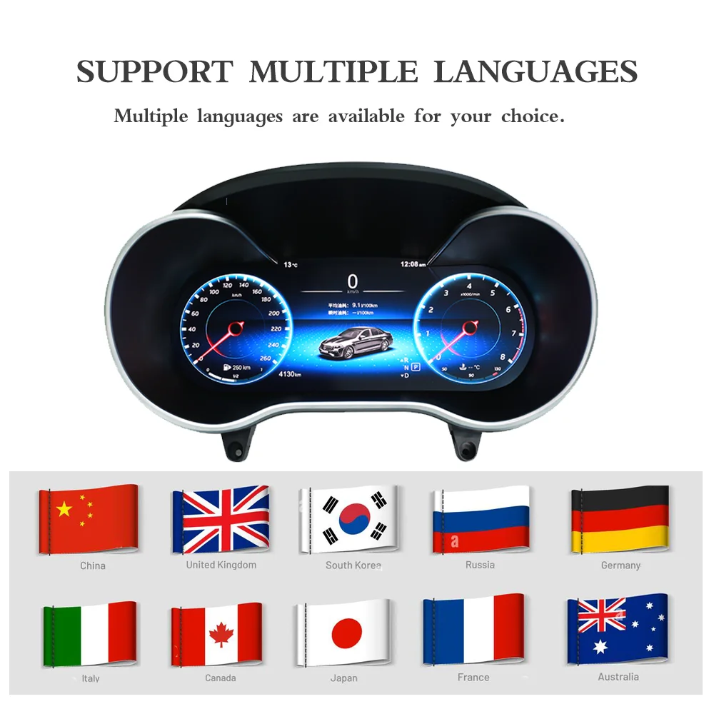 ?   메르세데스 벤츠 C200L C/GLC W205/W253 2015-2018년식 자동차 계기판용 12.3인치 LCD 디지털 대시보드 클러스터