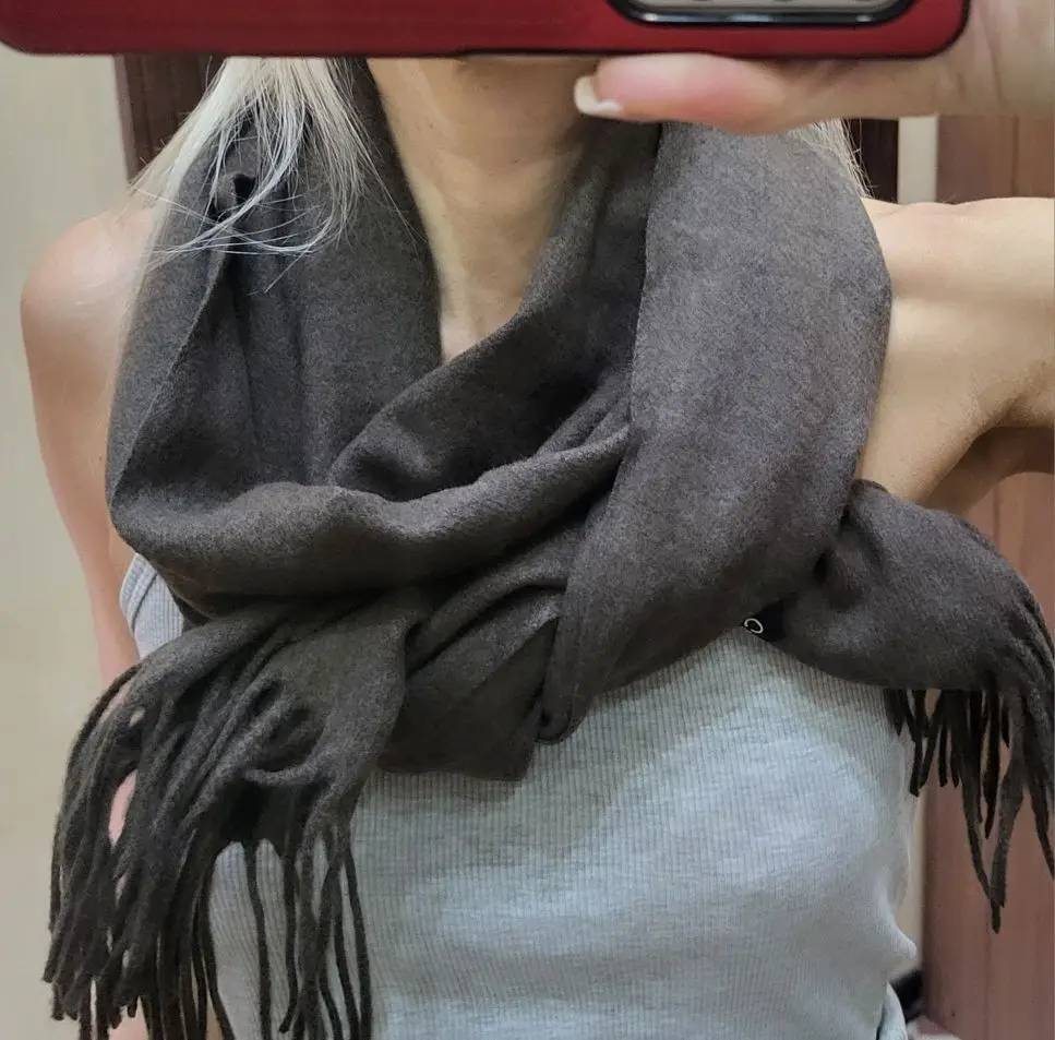 62Color Solid Women Winter Scarf Warm Thicken Cashmere Shawl Outdoor Fashion Luxury Tassels Pashmina Lady Wrap Windproof Scarves photo review