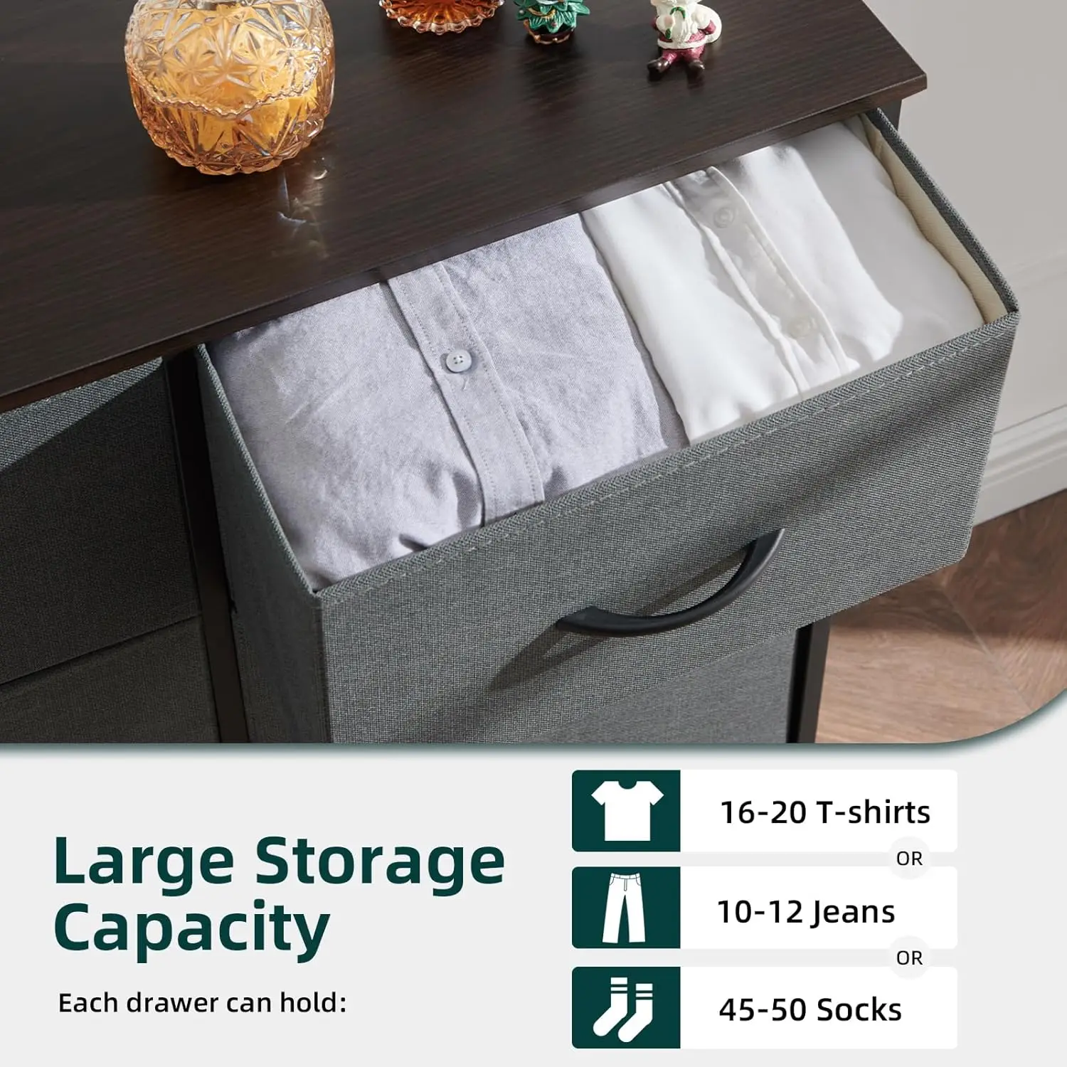 HEFPTURE 8-Drawer Storage Cabinet – Spacious Fabric Organizer with Durable Steel Frame, Ideal for Bedroom, Closet, or Office 5