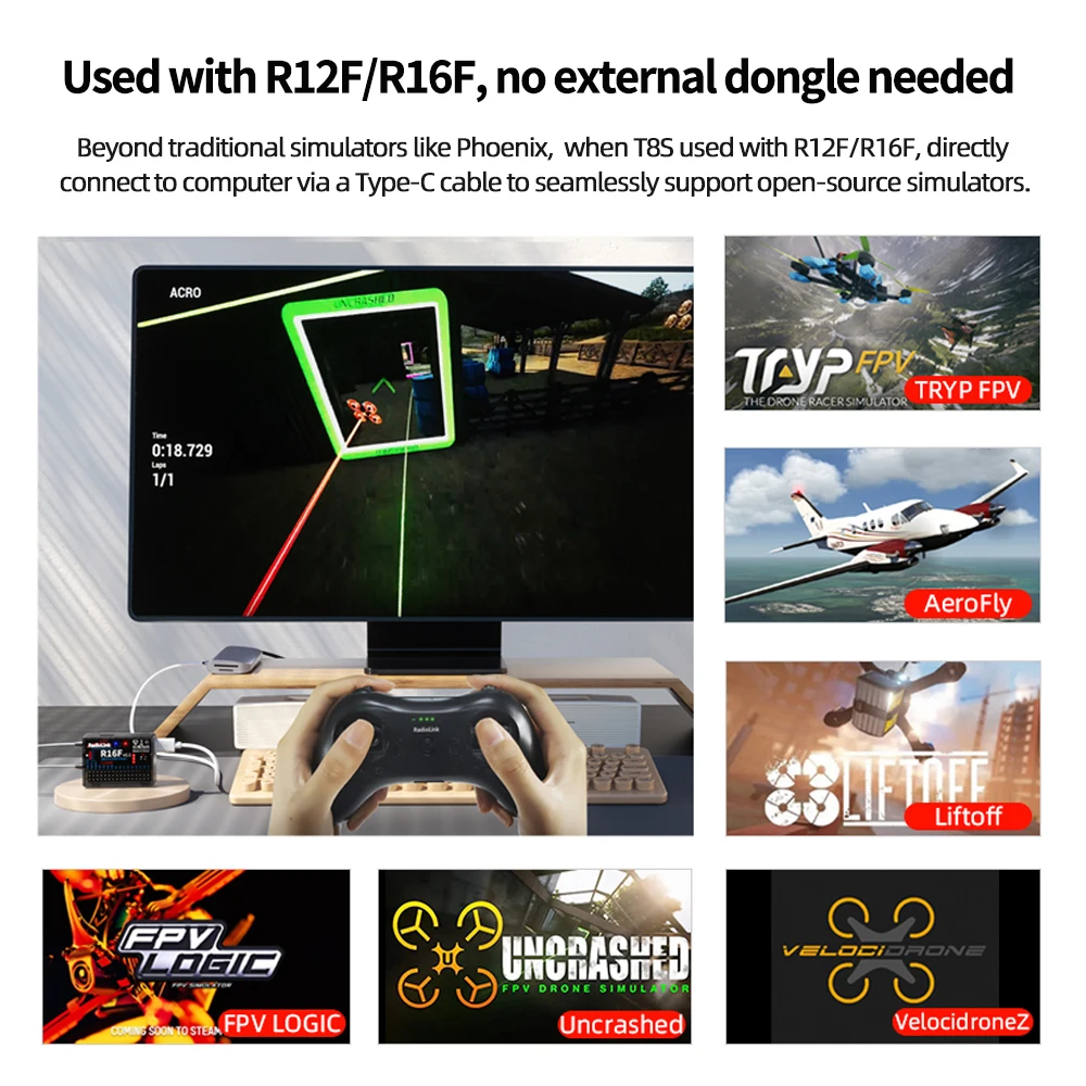 Récepteur RC 2.4GHz M2 T8S R16F ou R8FM avec câbles et connecteurs, pièce pour voiture ou bateau RC.