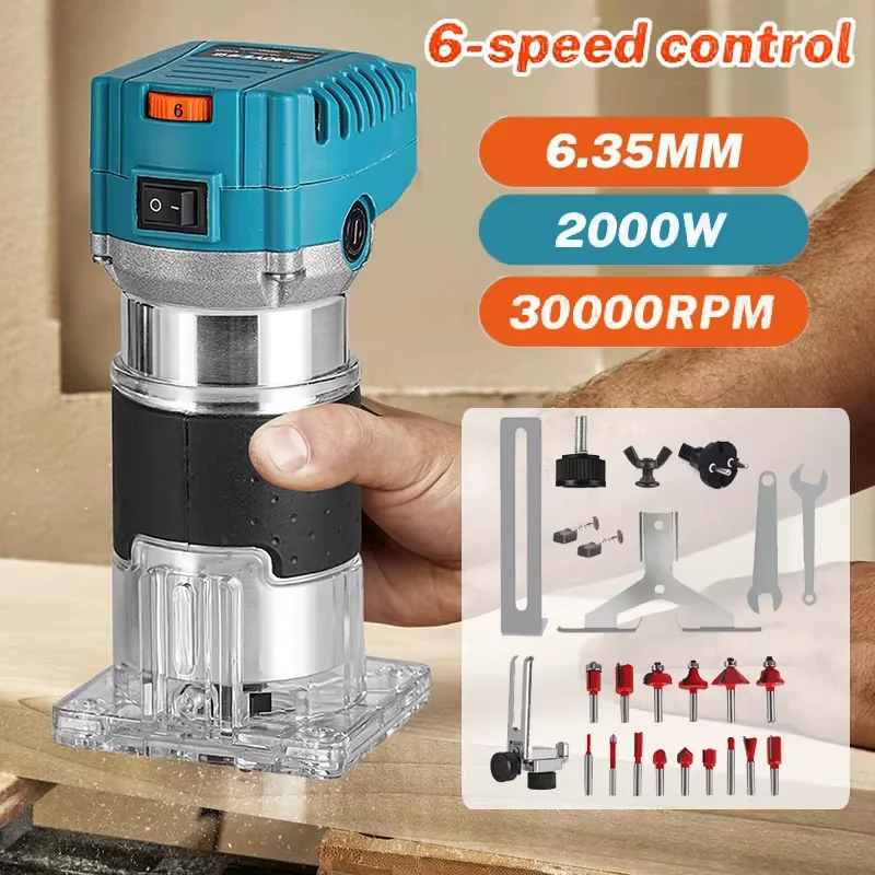 2000W Electric triming Machine 6.35MM Wood Router millilling enching ...