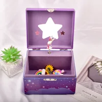 Music Jewelry Box Storage Box Spinning Unicorn Paper Clockwork Music Box Cute Little Girl Princess Birthday Gift 2