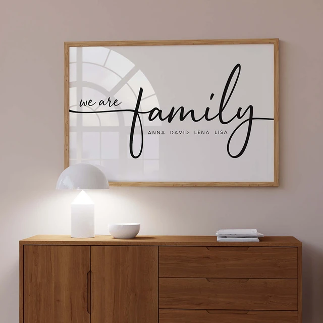 Póster de lienzo con letras de nombre de la familia, impresión
