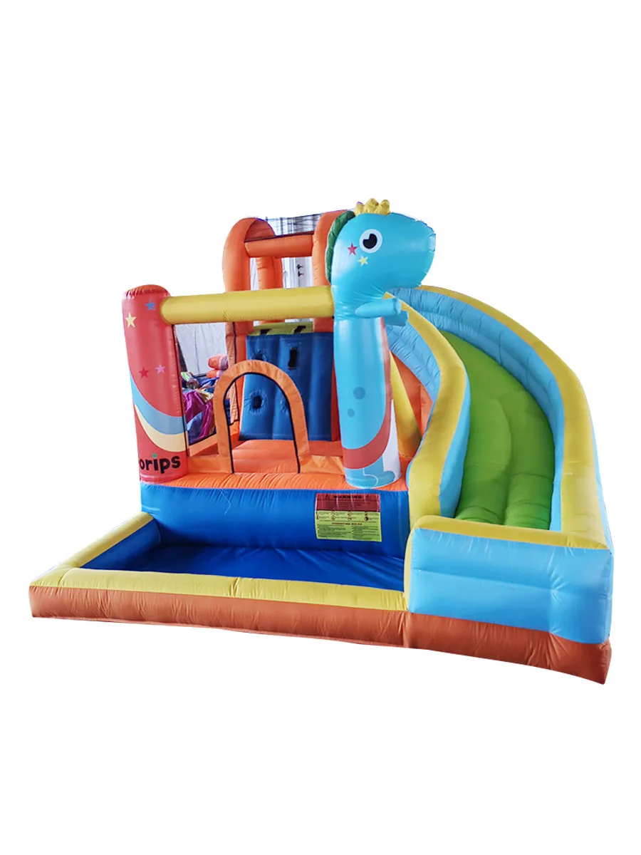 

Popular Cartoon Cute Dinosaur Water Slide With Pool Indoor Inflatable Bouncy House Jumping Castle For Kids