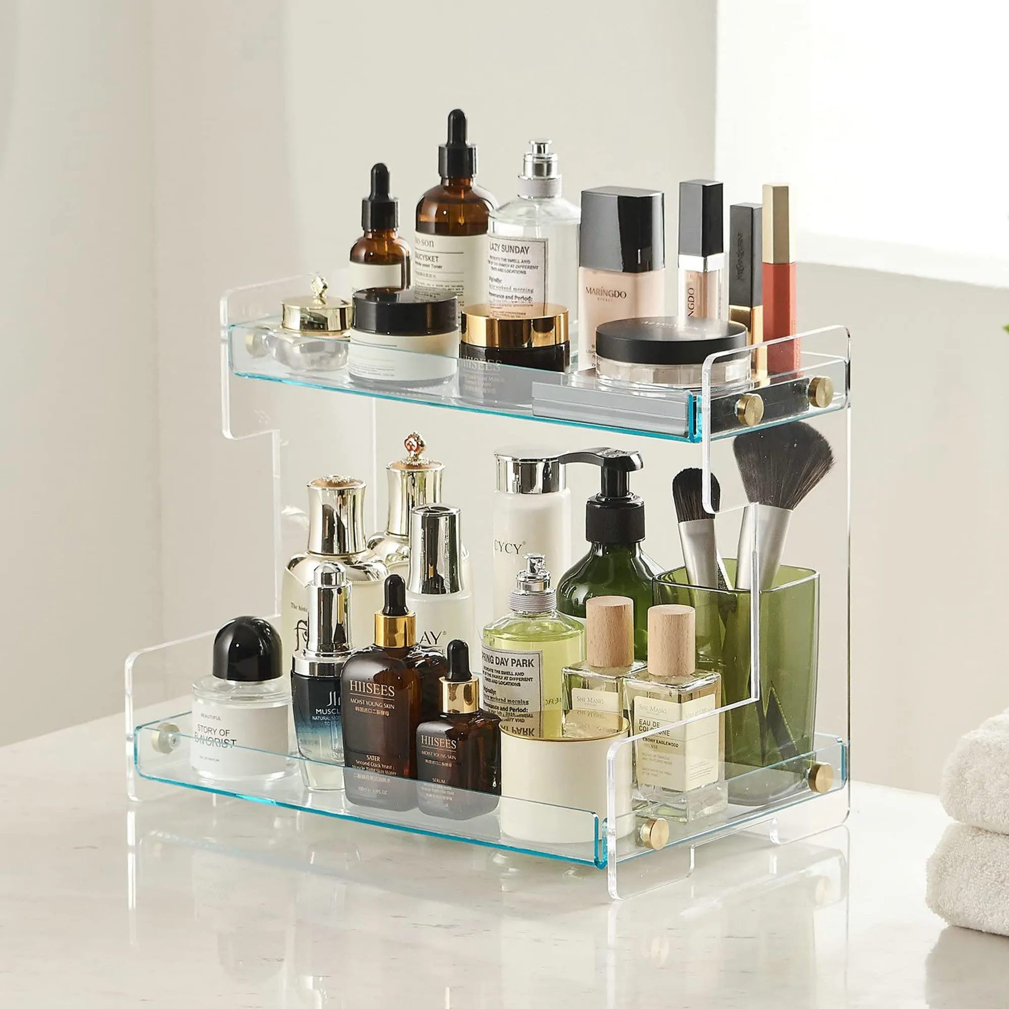 

Ins Double Acrylic Desktop Storage Rack, Pixel, Cosmetic, Perfume, Aromatherapy, Korean Chi Decorations