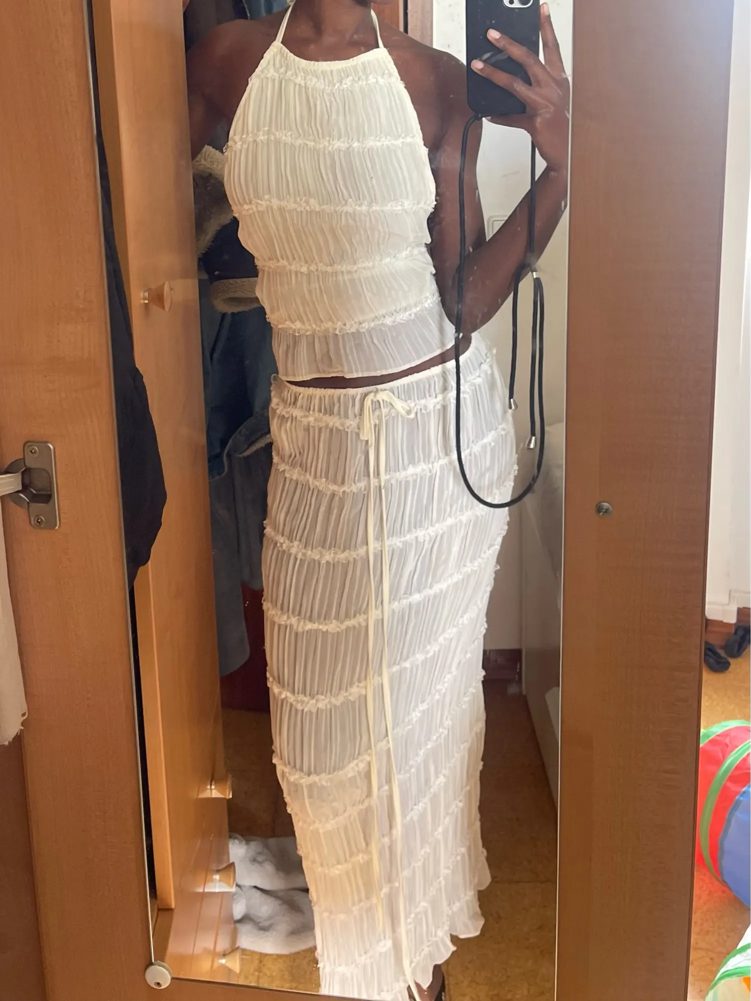 Piece Skirt Set Two Piece Maxi Skirt Set Halter Neck Sling Top