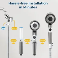 High Pressure Filtered Shower Head with Handheld 3 Spray Modes Anti Clog Nozzles Detachable Hose for Hard Water Bathroom 5