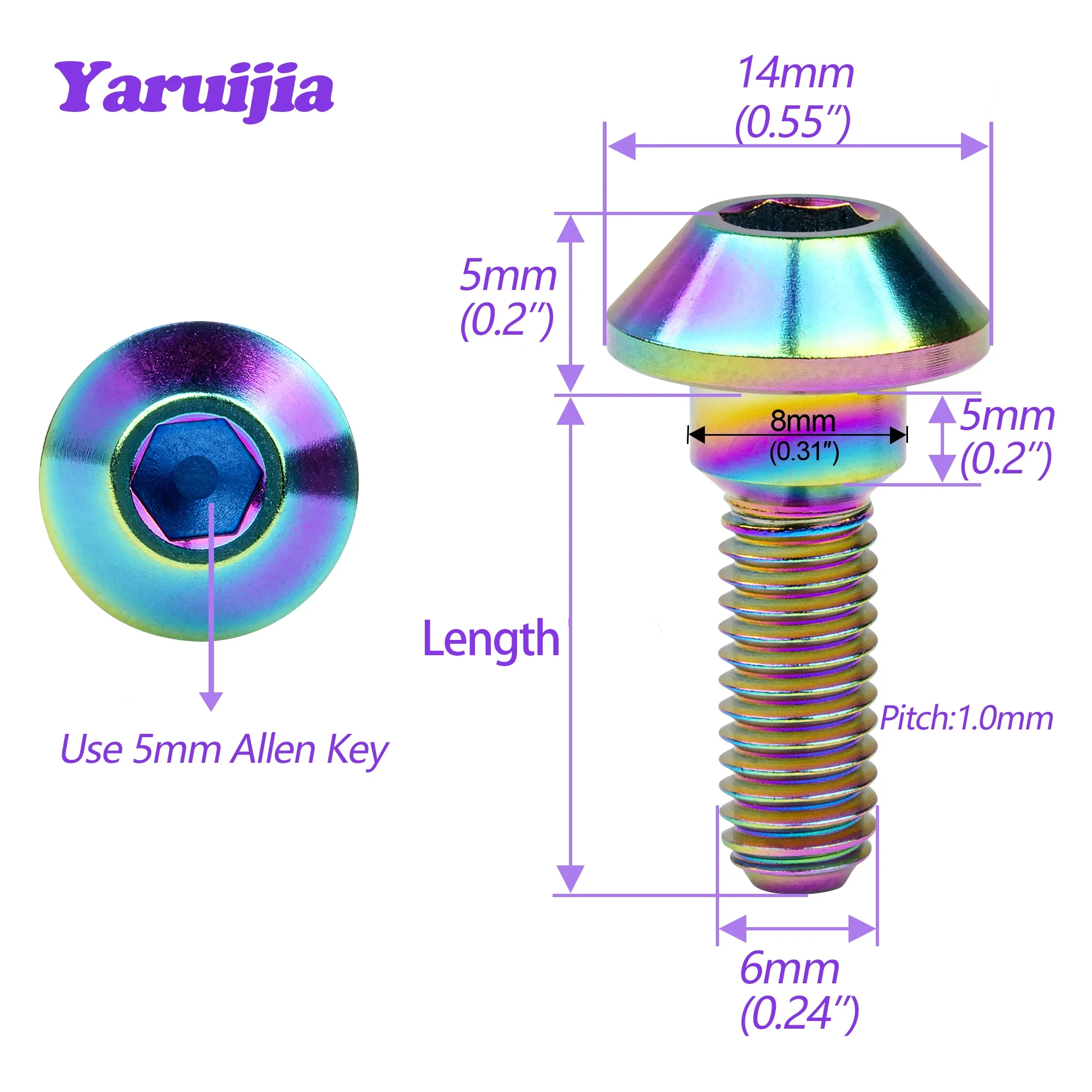 yaruijia parafusos de cabeca titanio hex umbrella 01