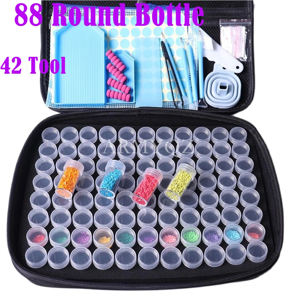 88 Bottles 5d Diamond Painting Accessories Tools Storage Box Carry Case  Diamant Painting Tools Container Bag With Sticker Funnel - Diamond Painting  Cross Stitch - AliExpress