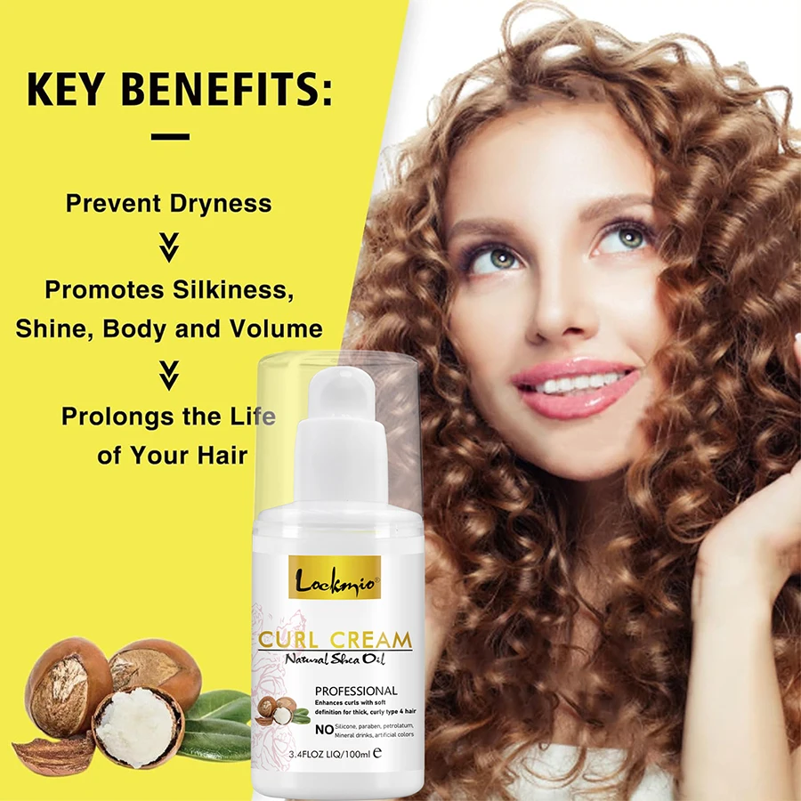 100ml Curl Defining Care Volumizing and Nourishing Curly Conditioner Volume Lift Styling Cream Enhance wavy curl cream