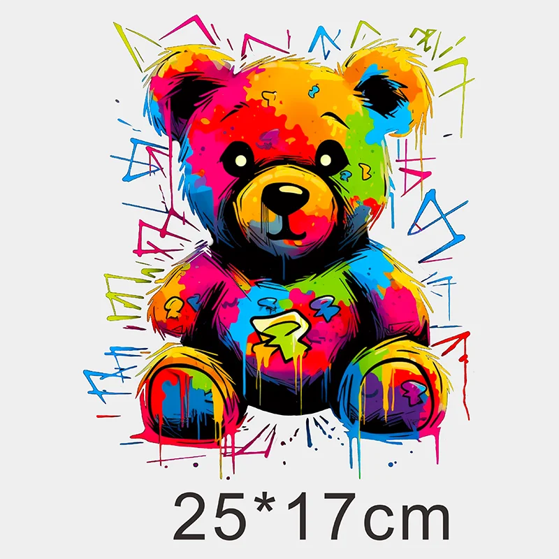 Graffiti Bears Stylish Waterproof Iron-On Patch