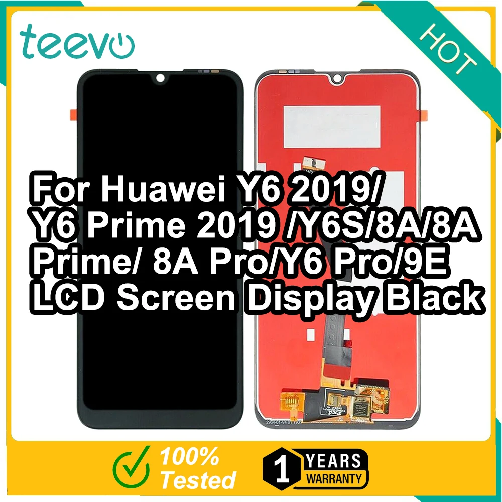 Teevo Lcd Per Huawei Y6 2019/Y6 Prime 2019/Y6S/8A/8A Prime/8A Pro/Y6 Pro/9E Schermo Display E Touch Screen Digitizer Nero