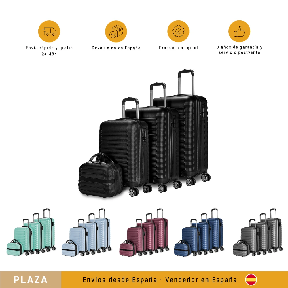 NUMADA Juego Maletas y Neceser 3/4 pzs, Maleta Grande (75cm), Maleta Mediana (63/65cm) y Cabina ABS/Policarbonato. Maleta grande (75cm) solo incluida en Set 4pzs| | - AliExpress