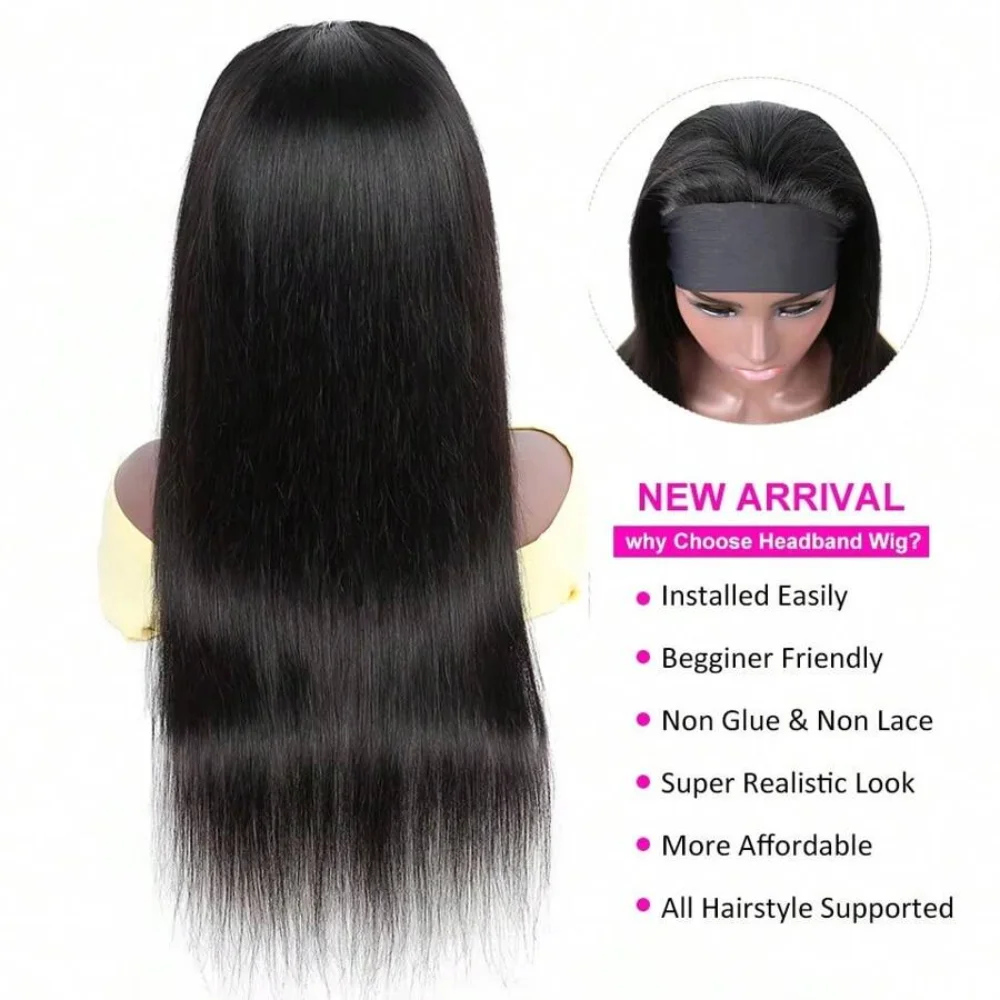 Human hair wigs Headband Wig Human Hair Straight Headband Wigs For Black Women Glueless Hair Wig Brazilian Machine Made Human Wigs