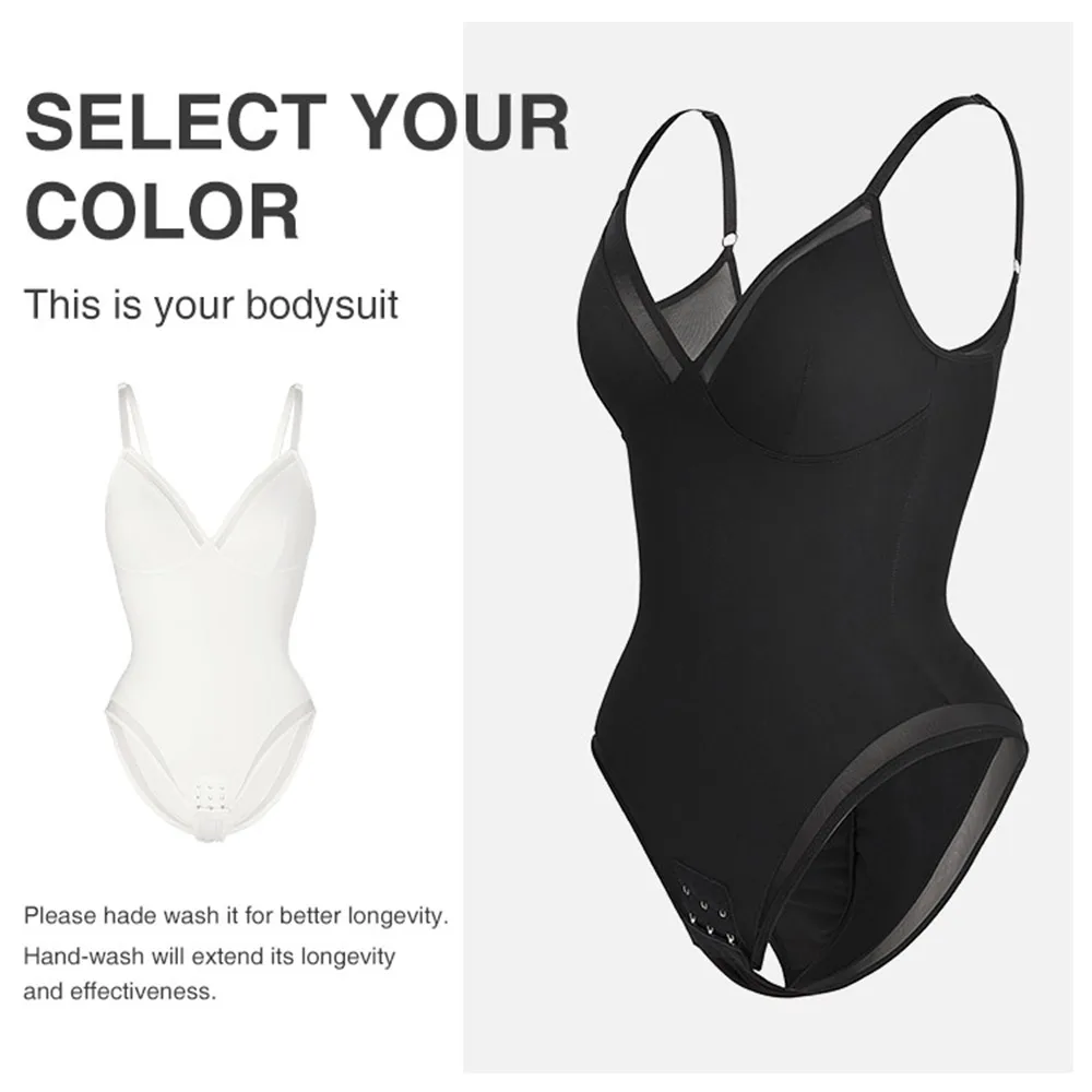 Seamless Shapewear Bodysuit Tummy Control Sexy Thong Bodysuit Deep V-neck  Corset Plunge Bodyshaper Shapers for Women