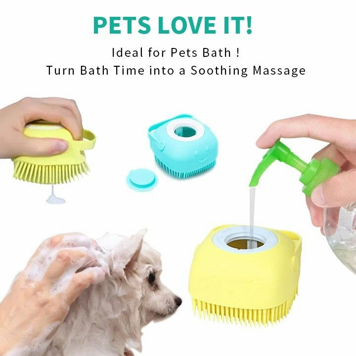 Pet Dog Bath Massage Brush Comb Bathroom Shower Grooming Shampoo