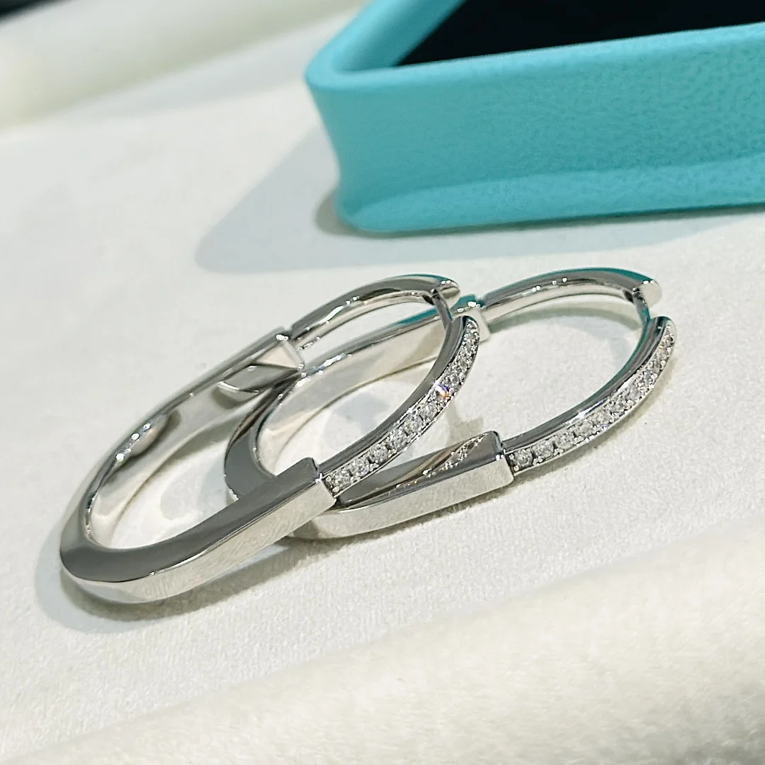 

Silver 925 Hoops Earrings For Women Luxury Charm Fashion Jewelry For Woman Lock Earings Party Christmas Gift