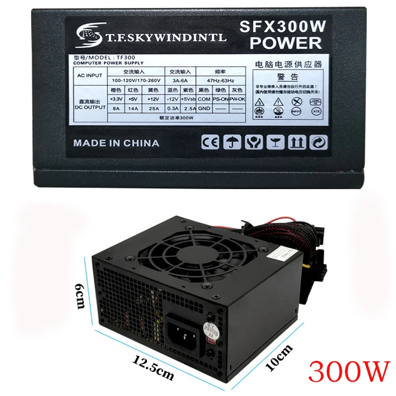 Micro Atx Fonte de Alimentação Watts Reais 300w Fonte de Alimentação para Computador Sfx Solução Mini Itx