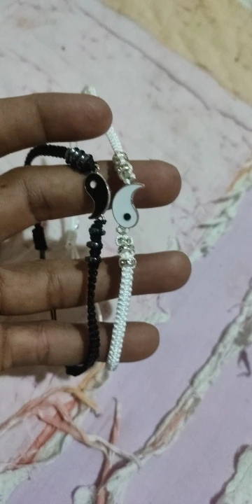 2 PC Jewelry Set Couple Black White Tai Chi Bracelet Rope Adjustable Chain Set Simple Style Daily Wear Jewelry photo review