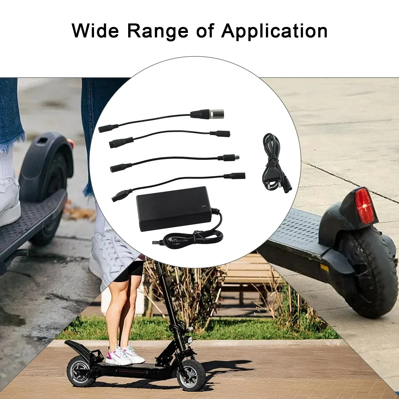 Electric Scooter Power Adapter AC 100-240V DC 42V 2A Black US/EU/UK Plugs For 24-36V Lithium Batteries