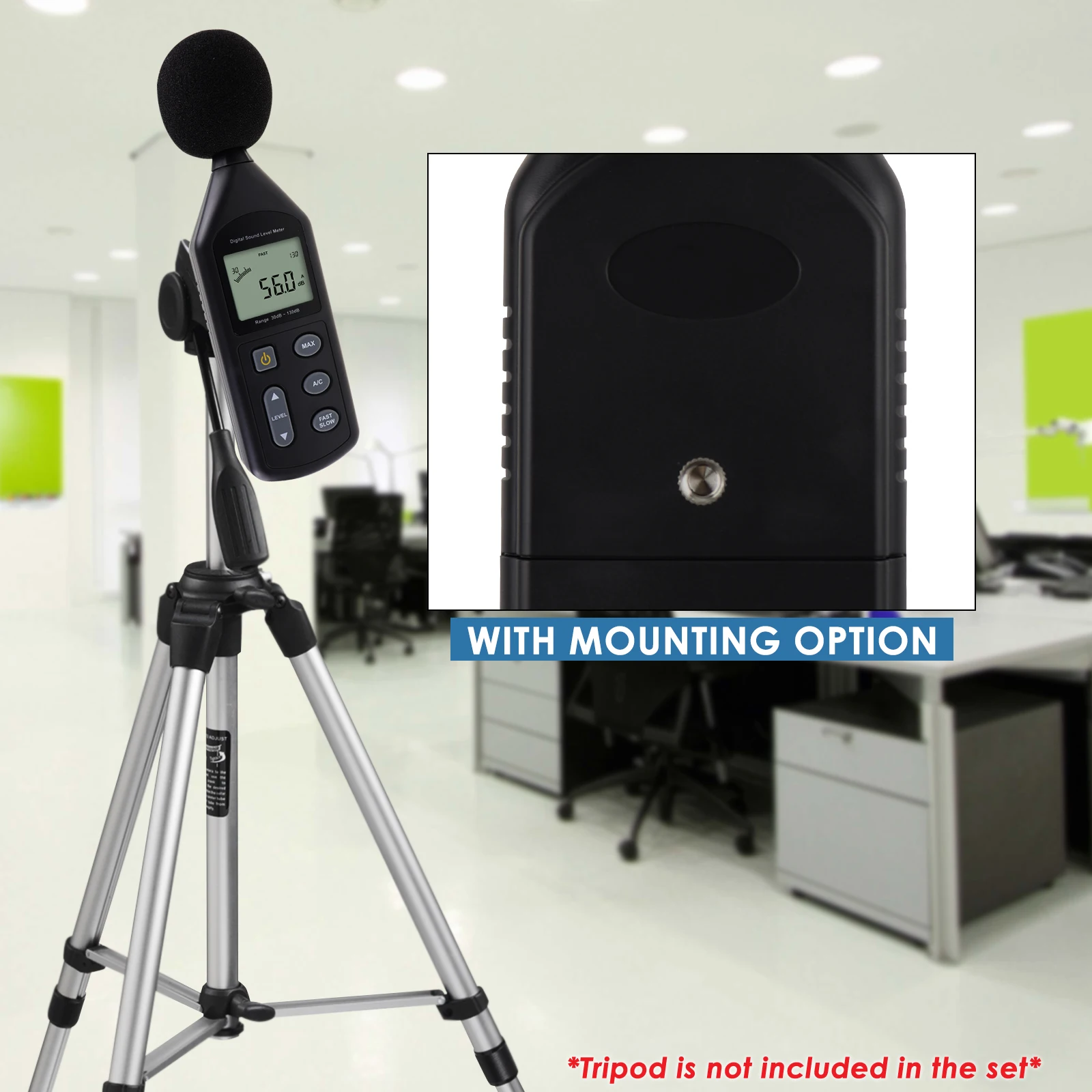 Digital Noise Sound Level Meter 30~130dBA A / C Frequency Weighting Tool Pre-calibrated Volume Tester W/ Tripod Hole 5