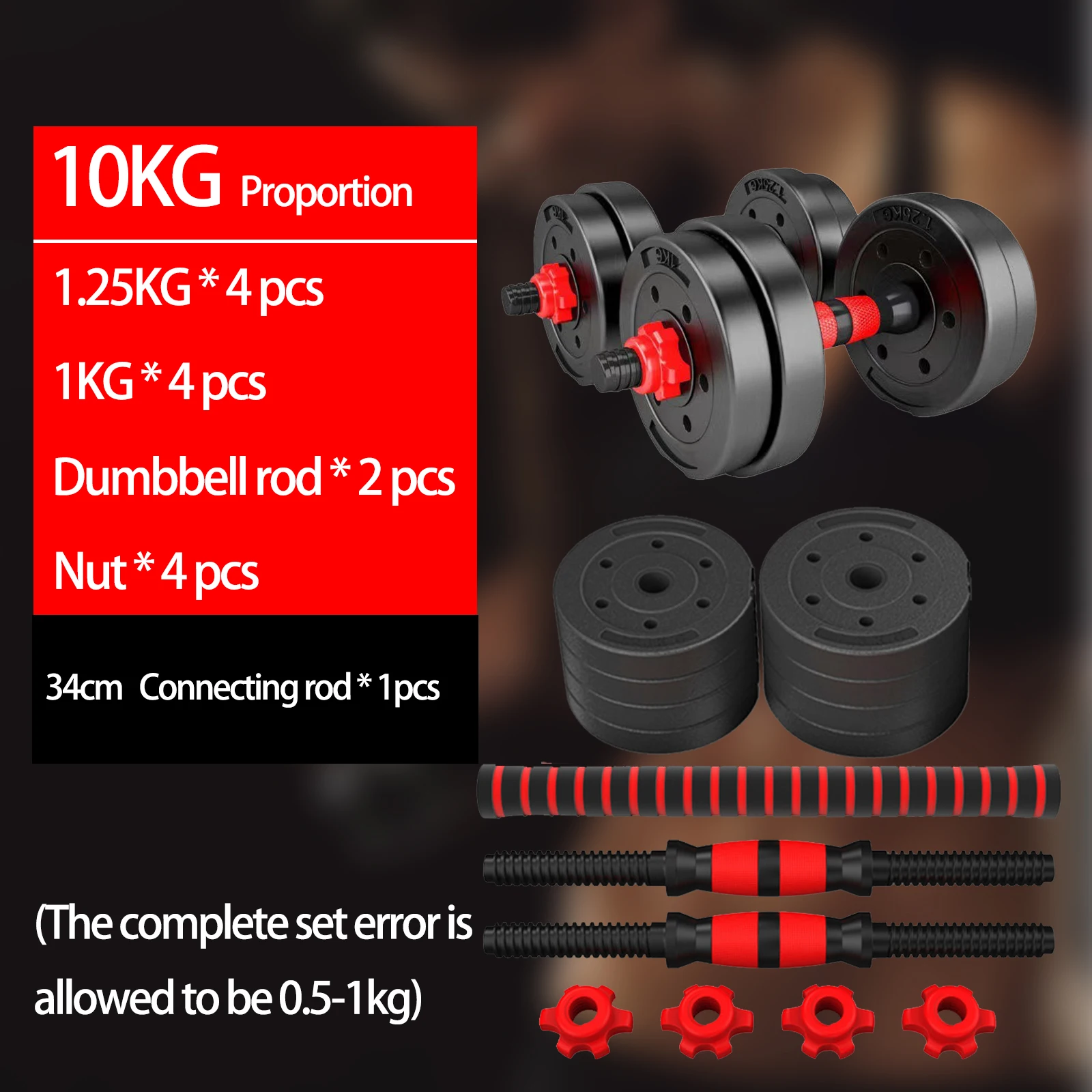 10 kg/20 kg Hanteln, Herren-Fitness-Haus-Innenausrüstung, verstellbares Gewicht, speziell für das Armmuskeltraining im Schlafsaal zu Hause, Langhantelset für Männer und Frauen