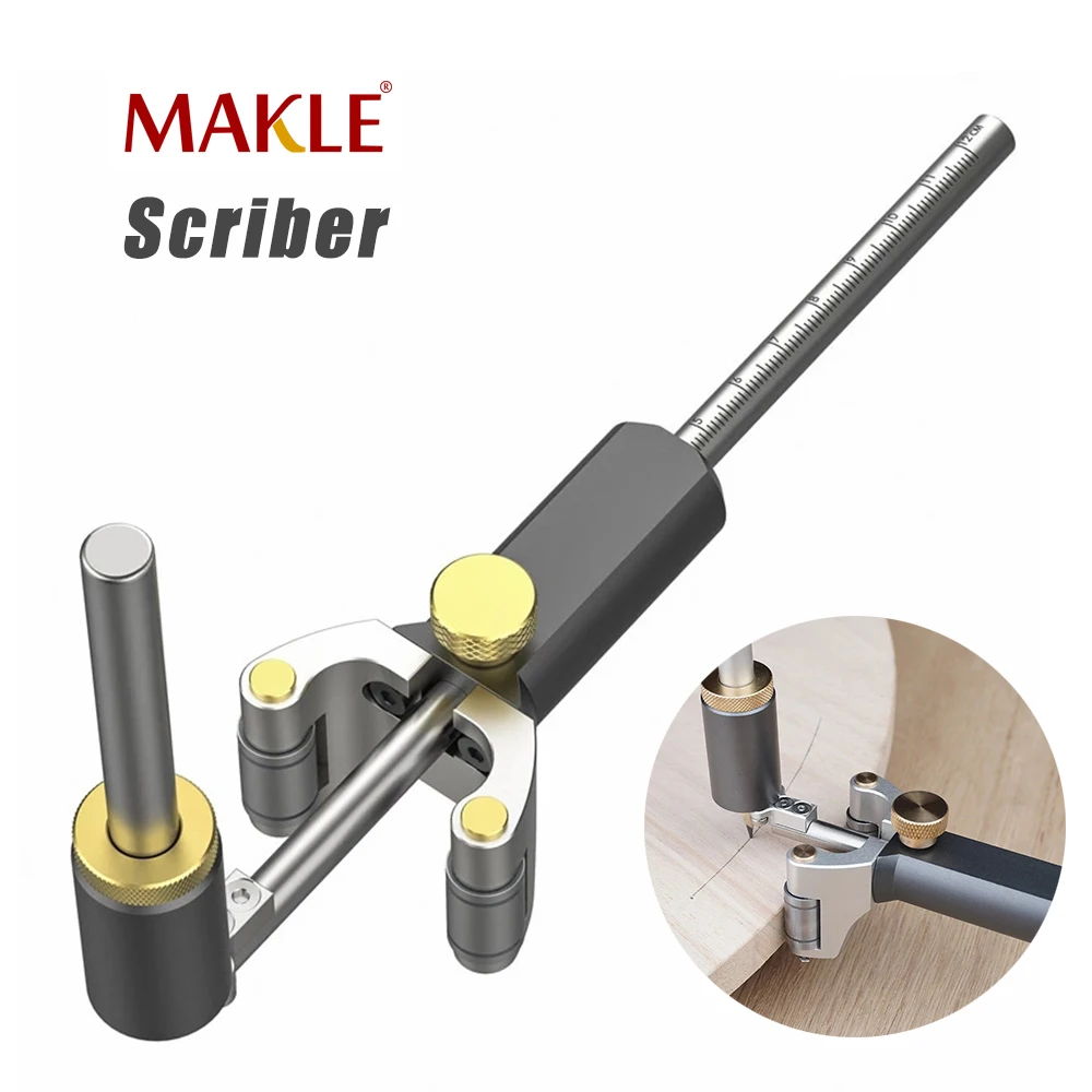 MAKLE Woodworking Linear Arc Dual purpose Scriber Ruler Parallel Line Drawing Measuring Gauge