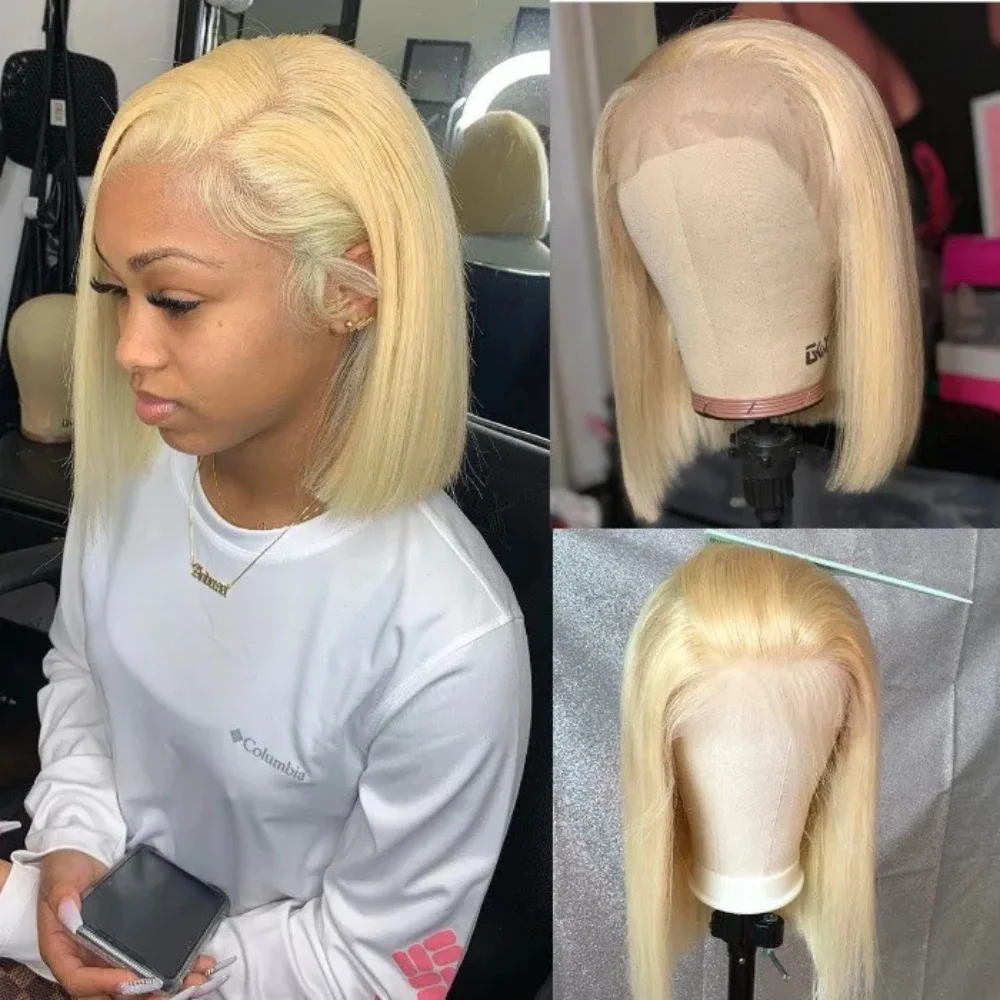 

Short Cut 613 Bob Wig Pre Plucked Bone Straight Blonde 613 Hd Lace Frontal Wigs 13x4 HD Lace Front Human Hair Wig Closure Wigs