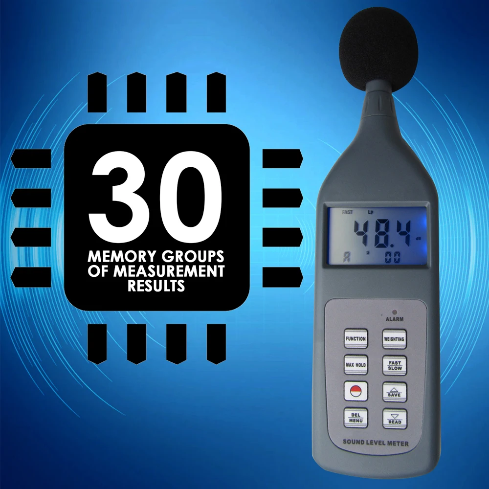 Professional Sound Level Meter 30~130dB USB Drive Software & Bluetooth for Workshop Vehicles Traffic Office School Hospital 6