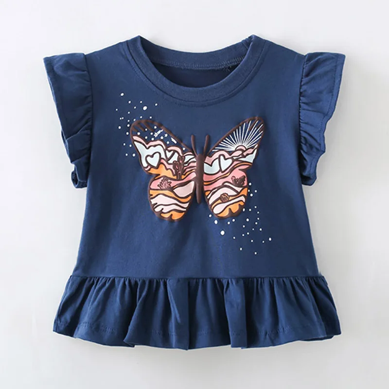 100% Gekamd Katoenen T-Shirt 2024 Zomer Bebe Baby Meisje Kleding Korte Mouw Kids T-Shirt Casual Tee Tops Baby Kinderen Kleding