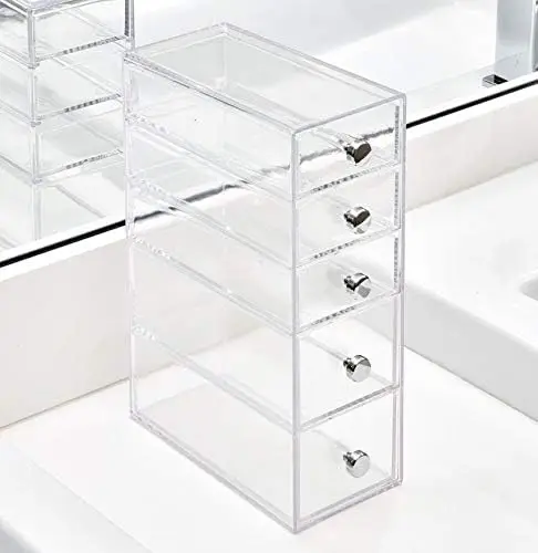 5-drawer clear plastic organizer – 3.25” x 7” x 9.75” 3