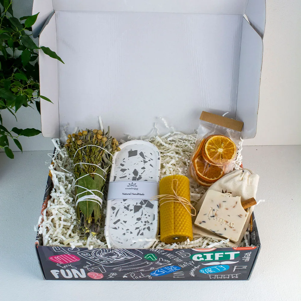 Natural Sage Bay Leaf Incense Palo Santo Terrazzo Incense Plate Set Meditation Starter Gift Box