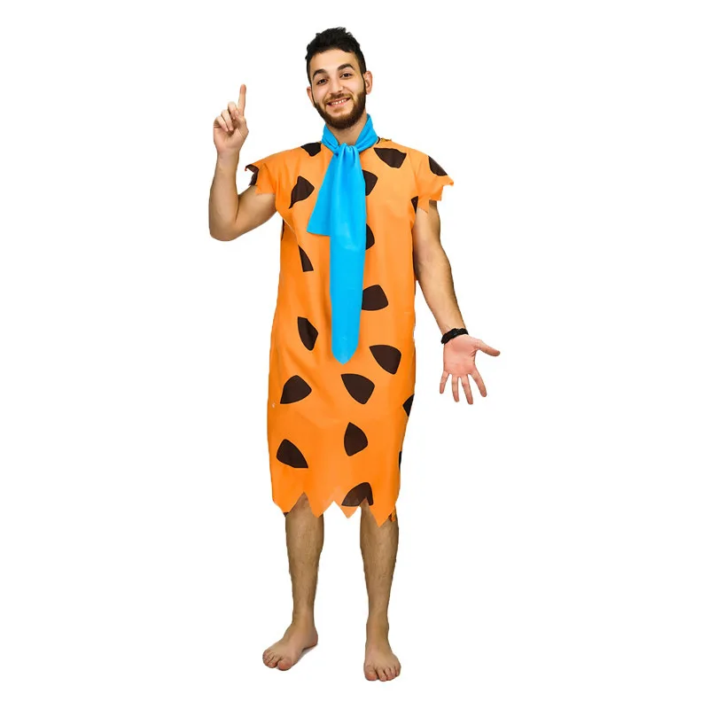 Горячая Распродажа! Мужской оранжевый костюм на Хэллоуин Flintstone по низкой цене