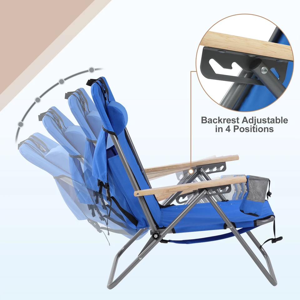 Campingstoel SucceBuy Opvouwbaar, 4 Verstelbare Posities, Draagbare