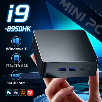 Portable Gaming Mini PC Intel Core i9 8950HK i3 6100U Windows 11 16GB RAM 1TB SSD WiFi6 UHD Graphics 1000Mbps Mini PC Desktop