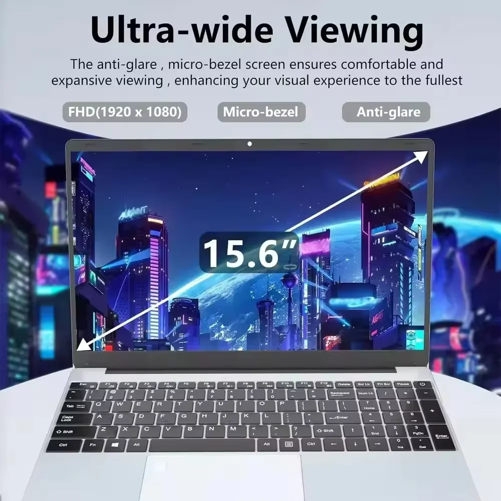 15.6"FUCHU Fingerprint Unlock Notebook Windows 11 Pro Laptops Intel Core i3 6006U 16GB RAM 1TB SSD Laptops Office Computer PC - immagine 4