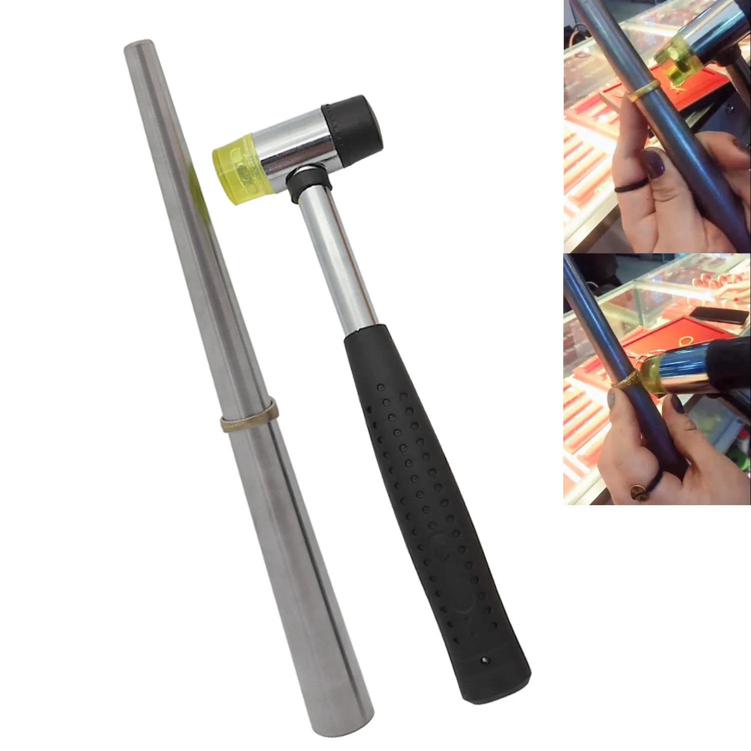 Jewelry Making Kit: 1 Set Rubber Hammer Mallet with iron Ring Mandrel Sizer for Repair & Adjustment