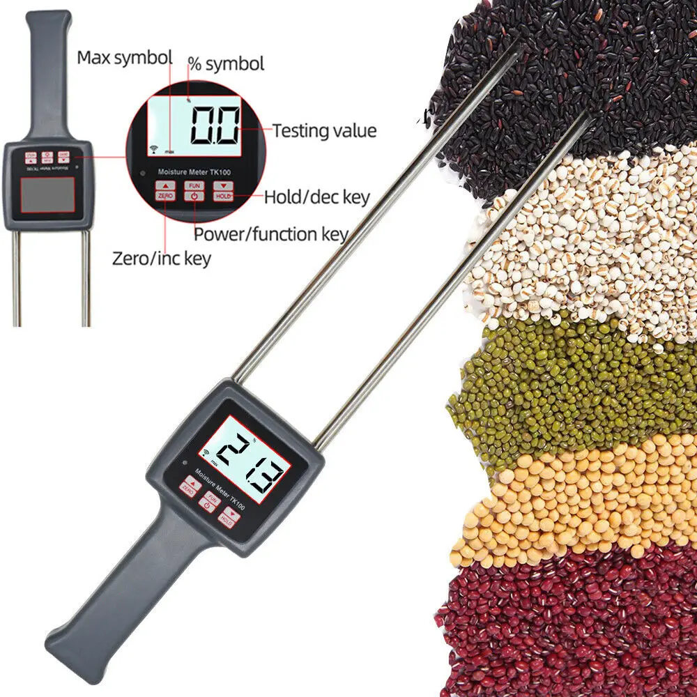 

Hay Moisture Tester Multifunctional Hays Straw Moisture Content Meter LCD Display Range 0 to 80 Percent