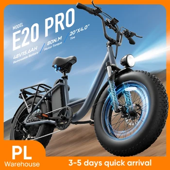 URLIFE E20PRO Bici Elettrica All-Terrain con Pneumatici Fat da 20 Pollici, Motore da 1500W, Batteria da 48V 15.6Ah, Autonomia di 100 Miglia, Display a Colori e Sospensione Anteriore