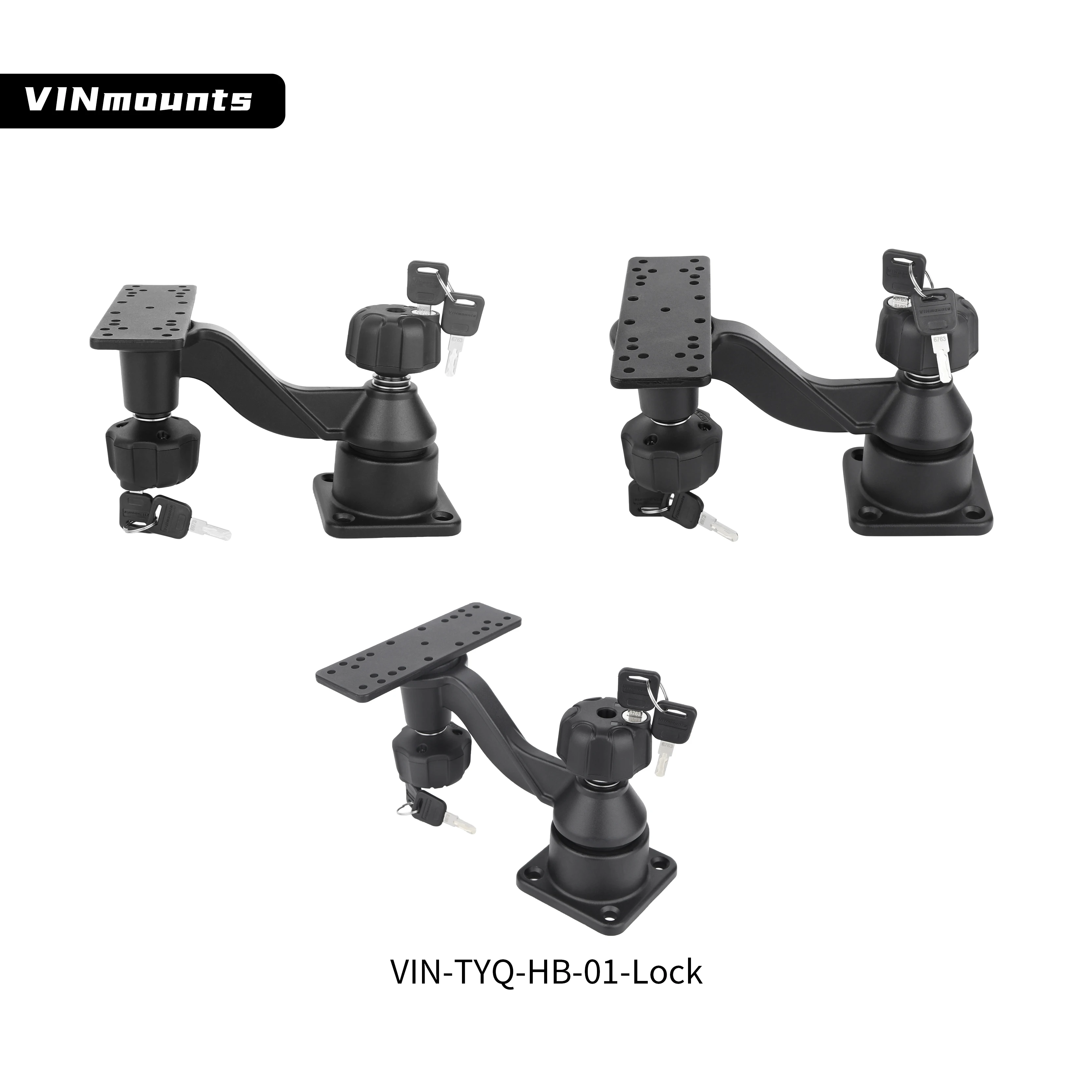 알루미늄 어군탐지기 잠금 가능 마운트, 강화 암 해양 전자 마운트, Garmin 및 기타 VIN-TYQ-HB-01-Lock과 호환 가능