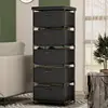 5-Drawer Fabric Dresser & TV Stand - Solid Wood & Sturdy Metal Frame - Compact Storage Cabinet for Bedroom, Dorm or Entryway 1