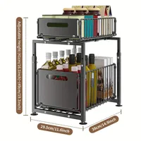 Organisateur sous évier à 2 niveaux avec tiroir coulissant, rangement de cuisine avec étagère coulissante à accès facile pour une cuisine sans désordre 2