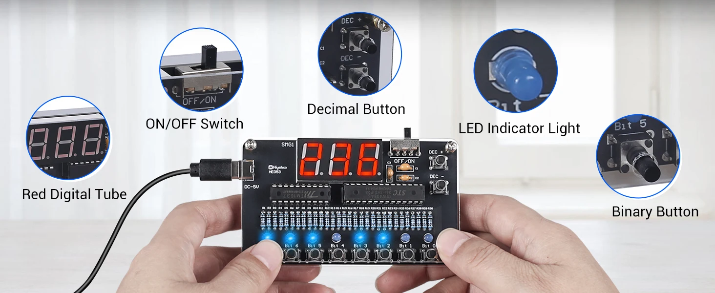 DIY-Lötprojekt-Kit Binär zur Dezimalumrechnung Lötübungsset mit LED-Lichtanzeige DIY-Elektronik-Kit – Detail 2