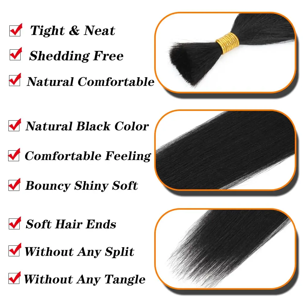 Straight Human Hair Bulk for Braids Hair 100% Human Braiding Hair 26 28 Inch No Weft Virgin Deep Wave Hair Extension 1Pack/100g