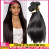 Beaufox Brazilian Hair Weave Bundles Straight Human Hair Bundles Extension Natural/Jet Black Remy 1/3/4 Pc Hair Bundles 8-30 In 1
