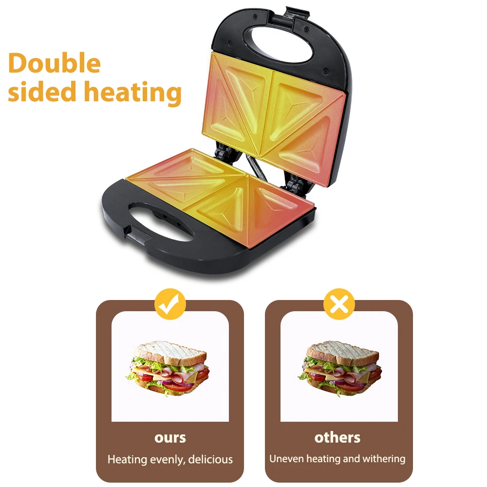 kitchen Electric Sandwich UK Plug Maker Breakfast Machine Double-sided Heating With Non-Stick Plates Indicator Lights Easy to Clean
